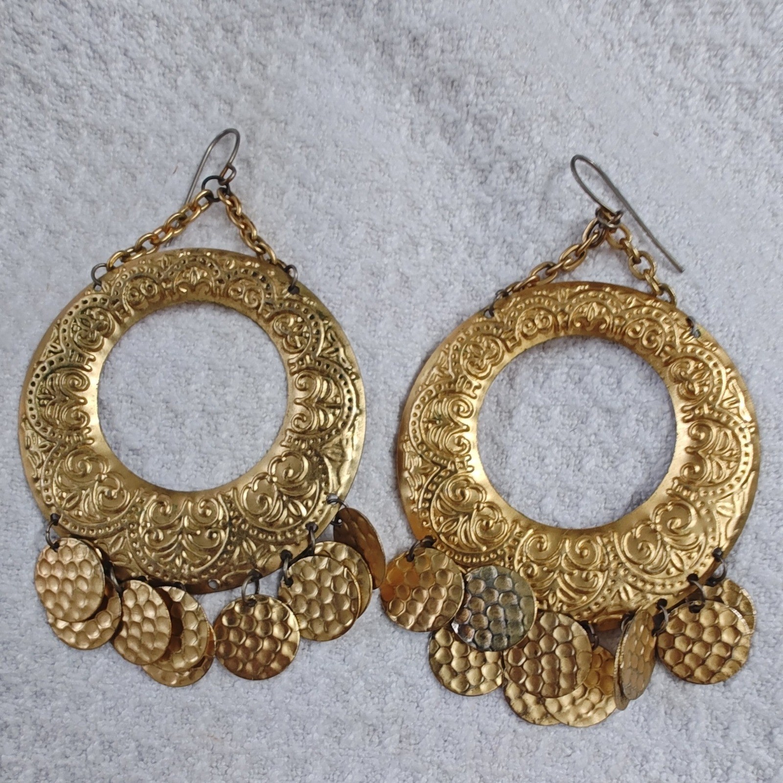 Statement Earrings Lot 4 Pairs Gold Silver Disco Star Boho Hoops Kitschy