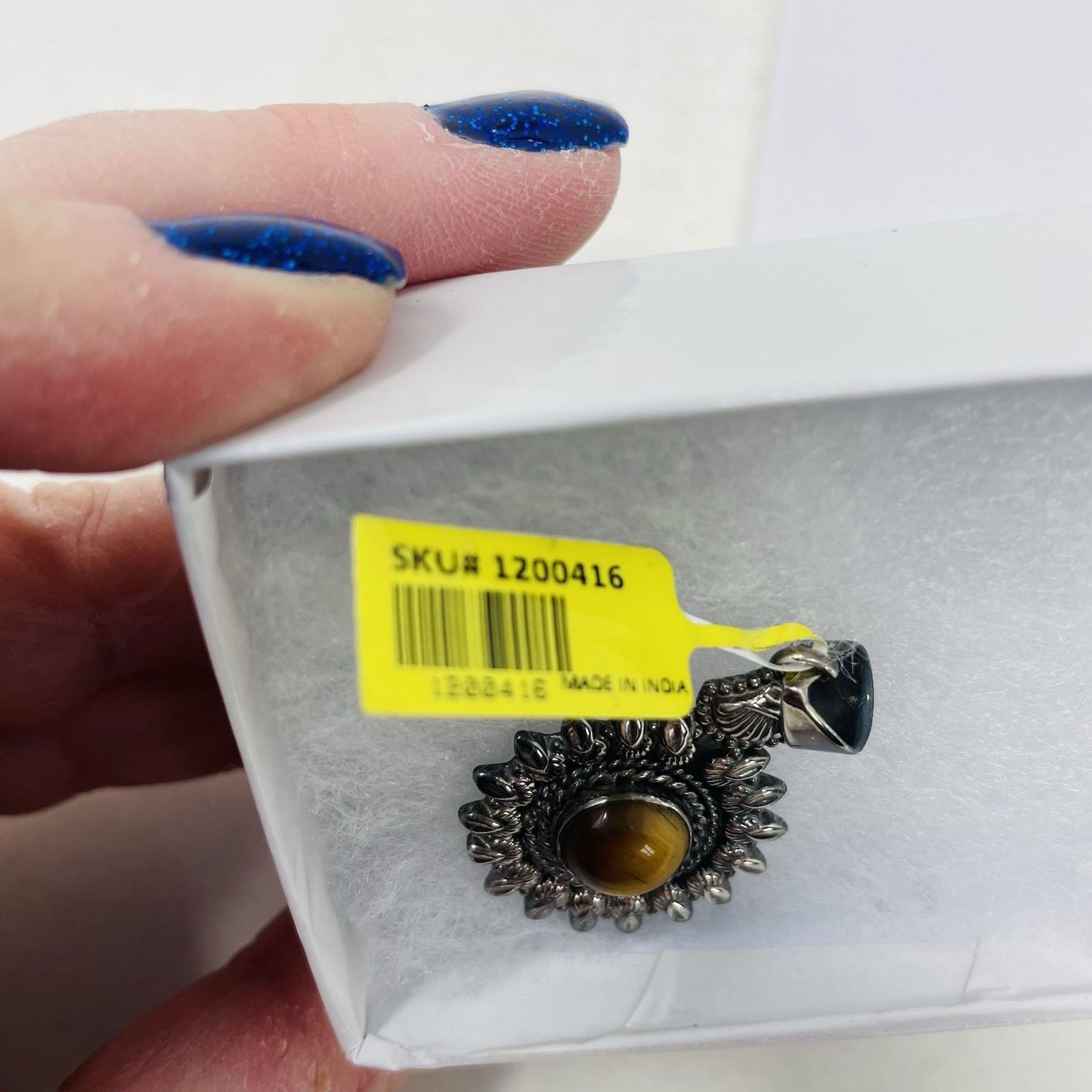 Shop LC Artisan Crafted Tigers Eye Pendant without Chain in Sterling Silver 5260