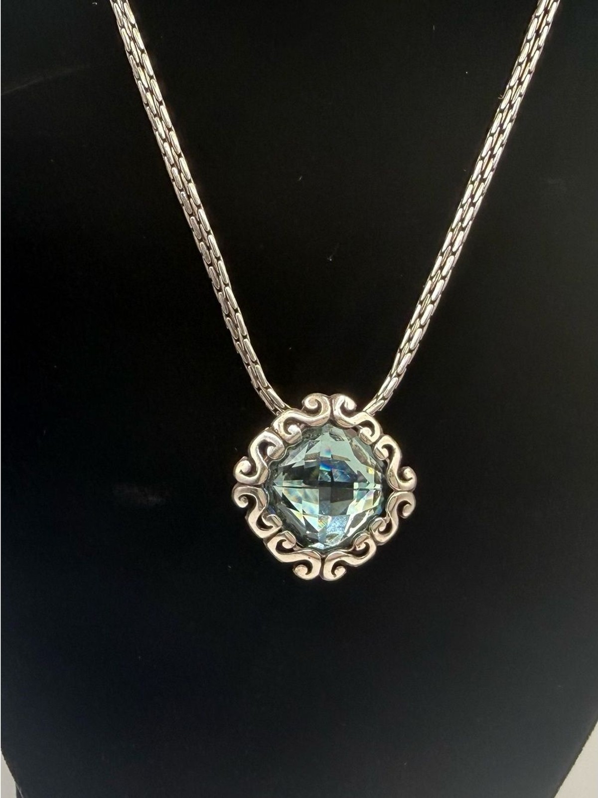 Brighton Swarovski Crystal Aqua Blue Pendant Necklace