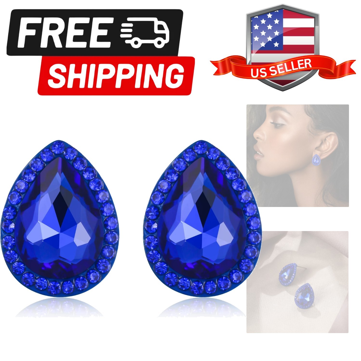 Women’s Austrian Crystal Wedding Teardrop Stud Earrings