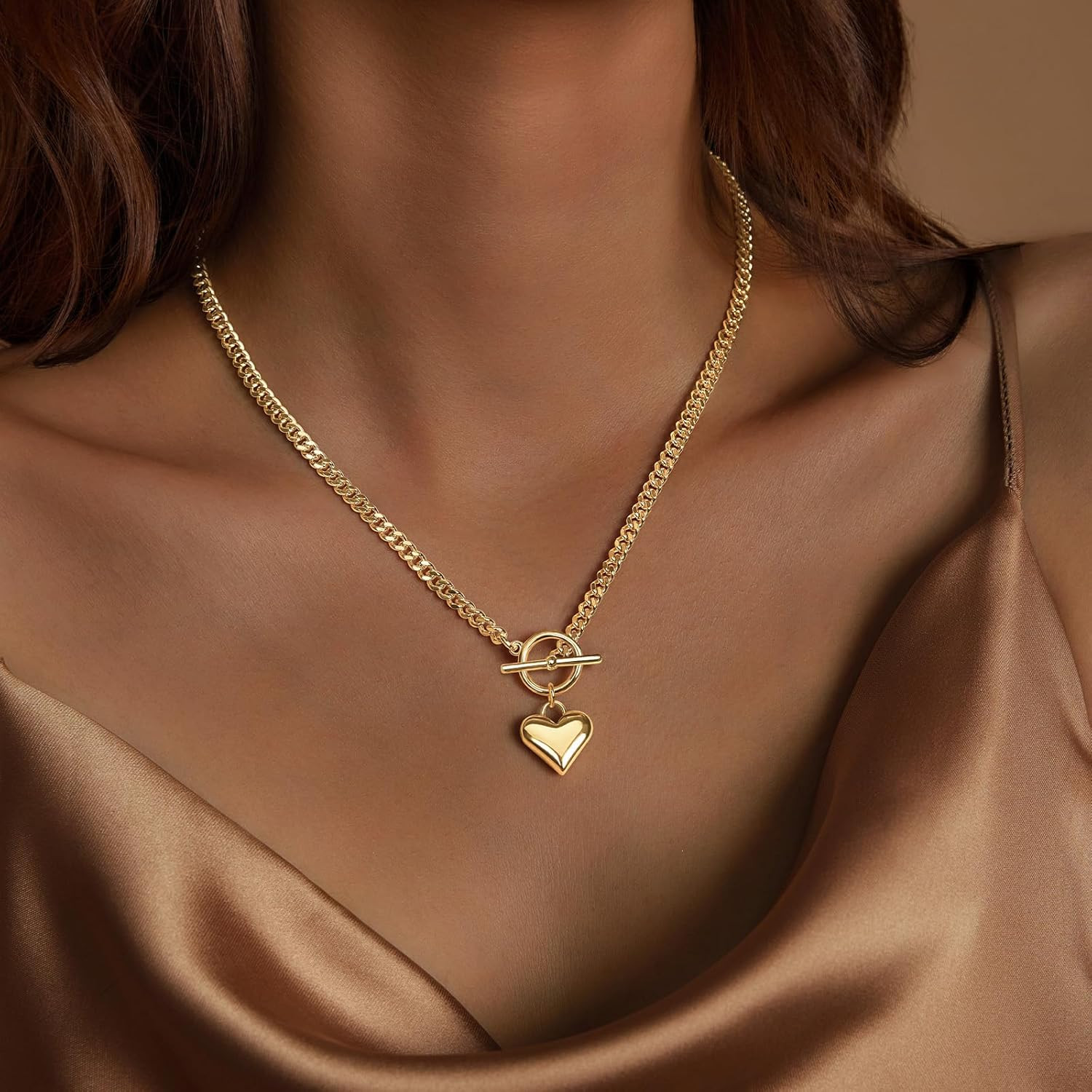 Heart Necklace for Women Gold/Silver Plated Trendy Heart Choker Lover Pendant Hy