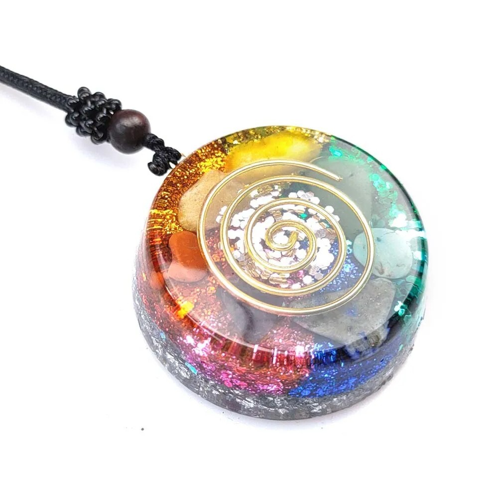 Orgonite Pendant EMF Protect Healing Crystals Sacred Geometry Chakra Necklac