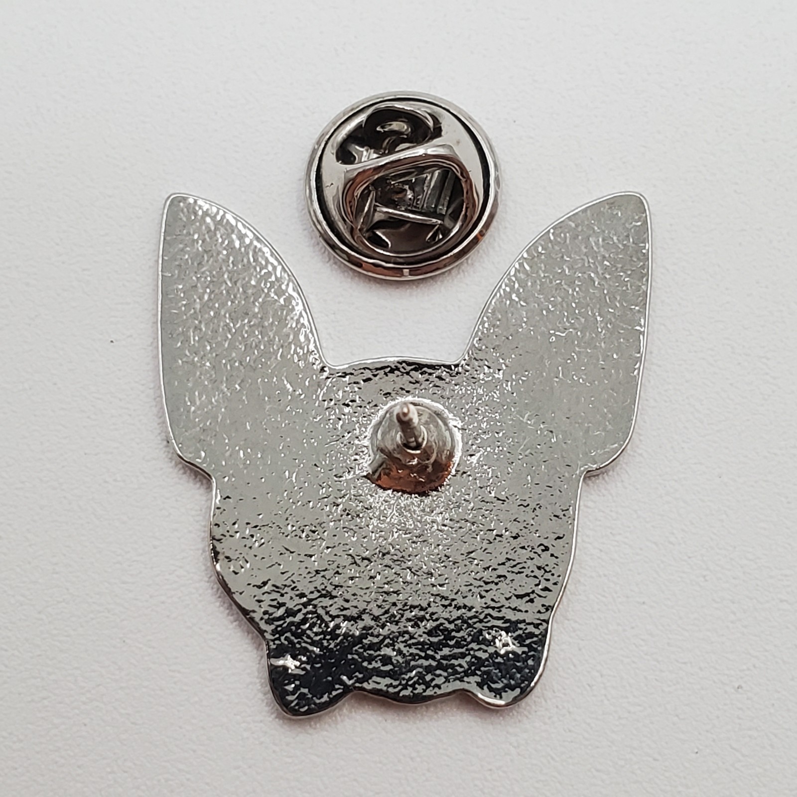French Bulldog Dog Lapel Pin 1in Black Pink Ears Enamel Lightweight Metal Brooch