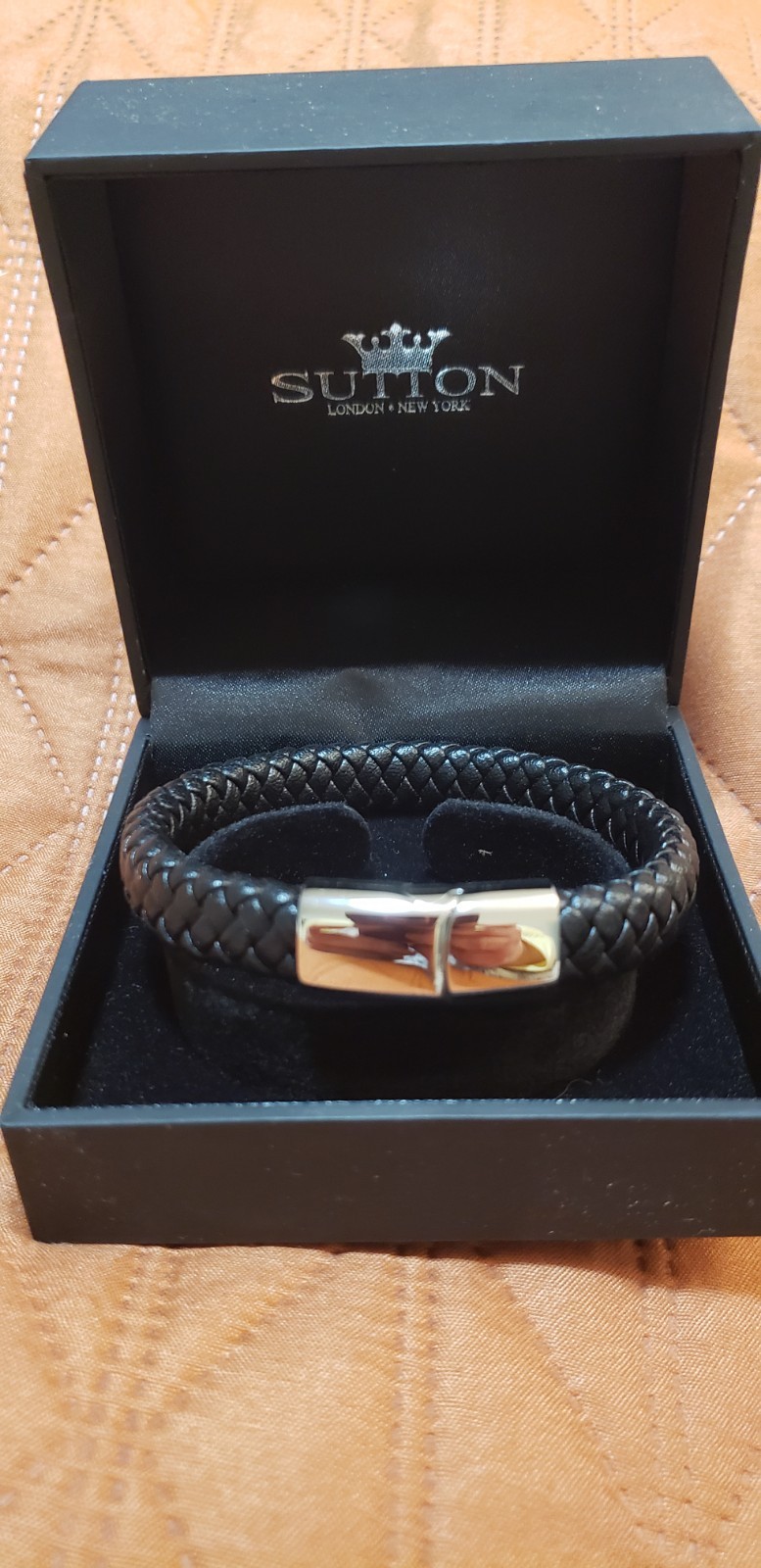 Unisex Women Men Braided Leather Steel Magnetic Clasp Bracelet Handmade