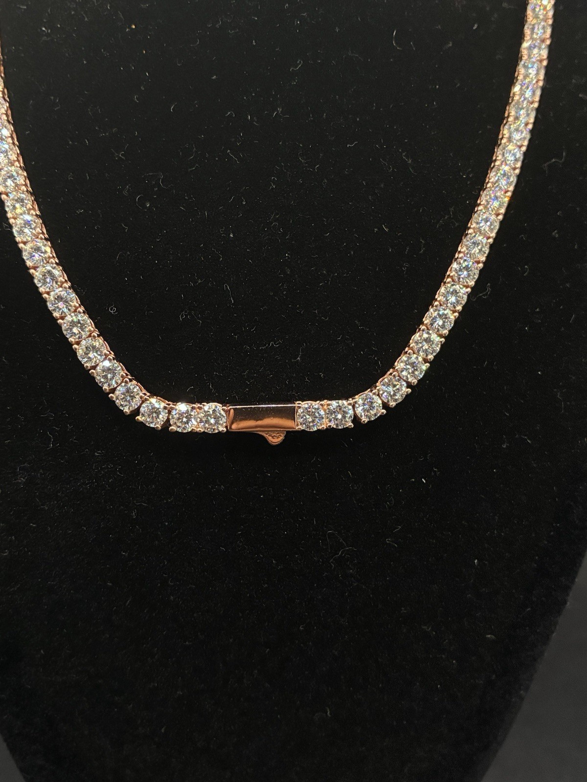 925 Sterling Silver and VVS Moissanite Rose Gold Tennis Chain 22 Inches