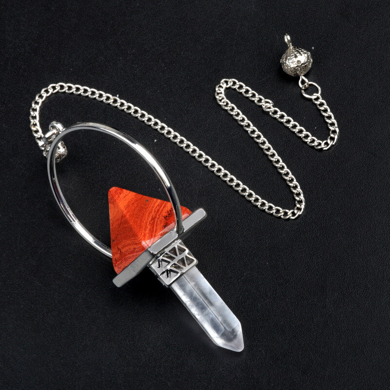 10pcs Wholesale Natural Mixed Stone Pyramid of Hexagonal Column Pendant Bead