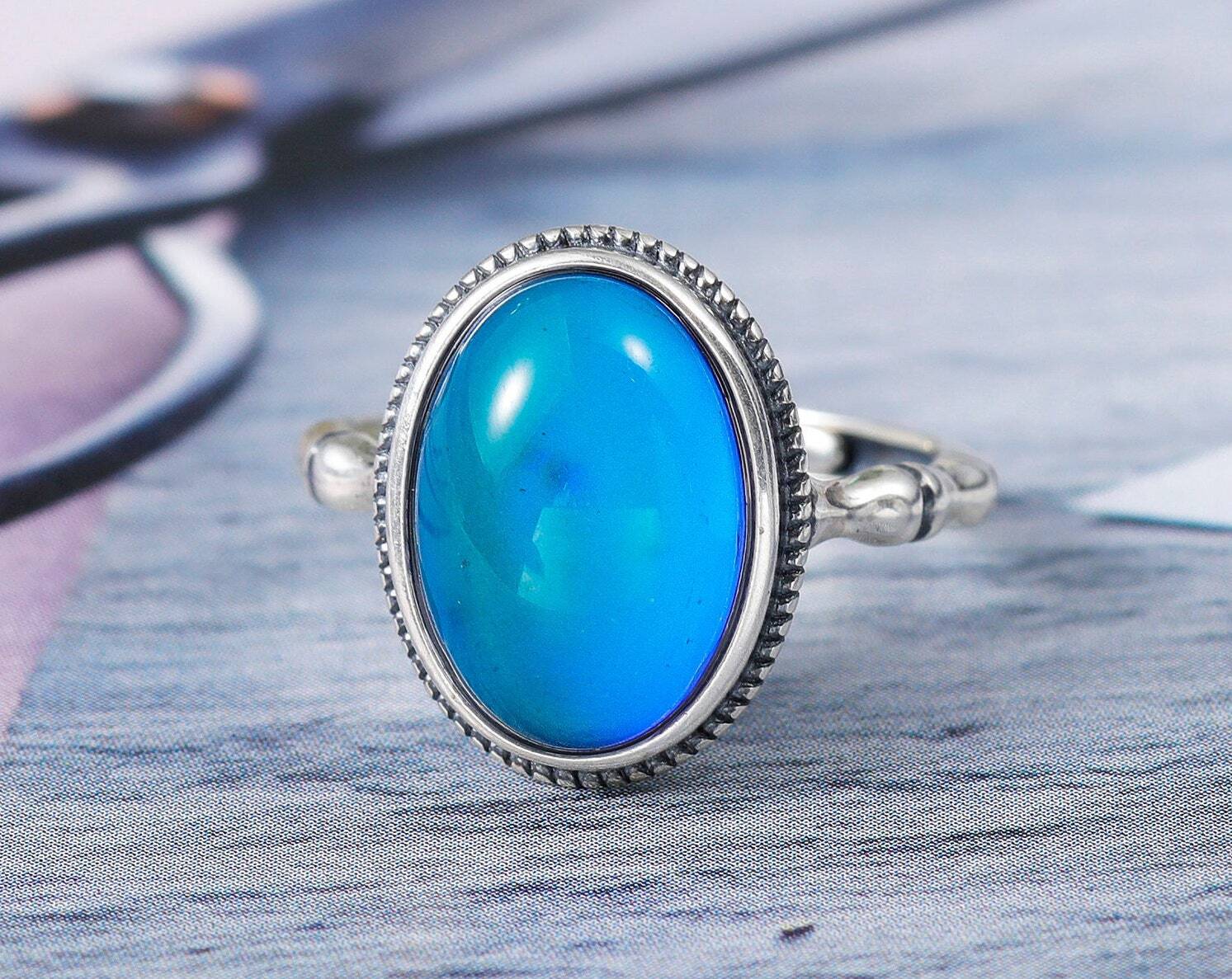 925 Sterling Silver Mood Stone Ring