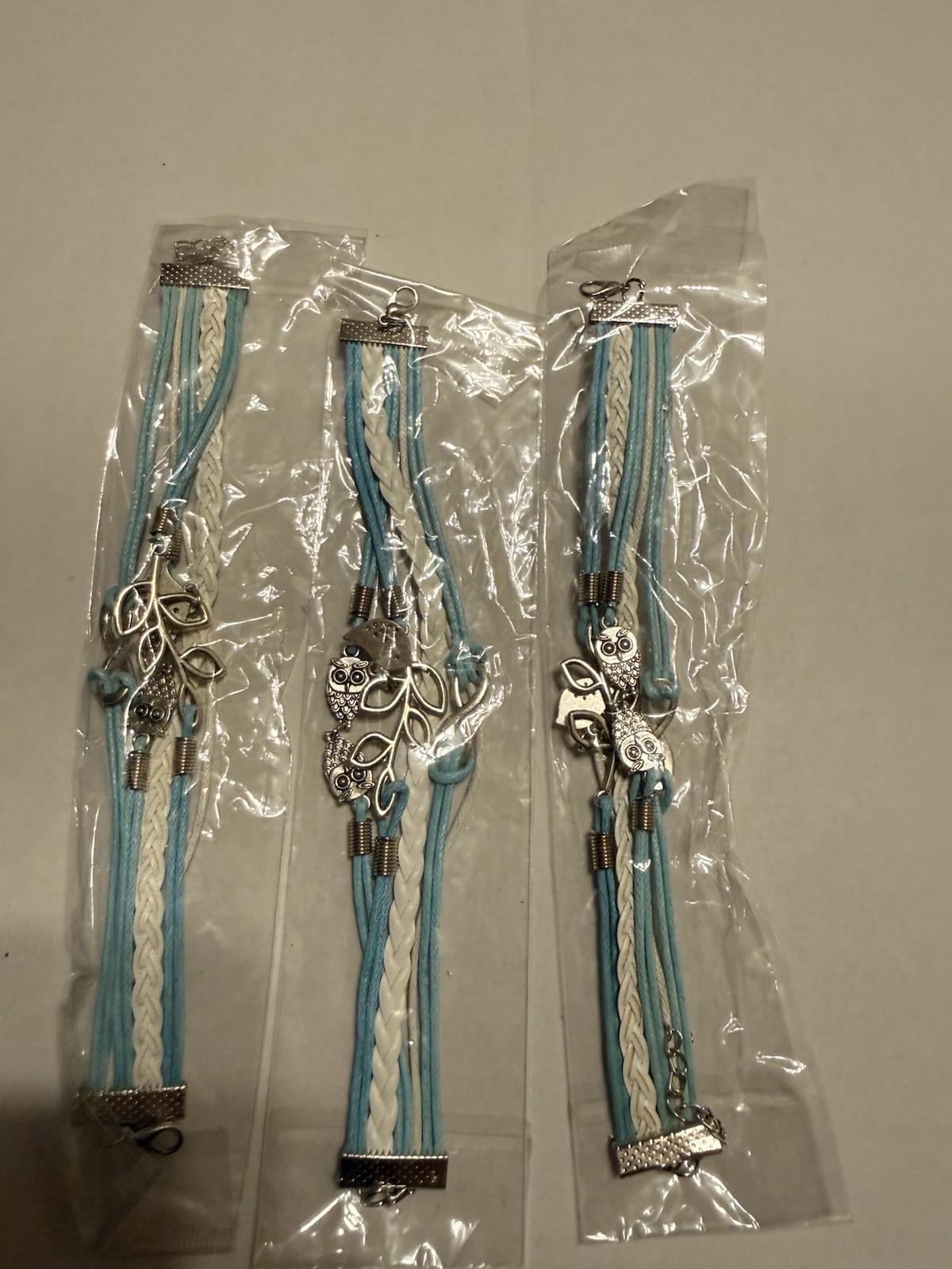 Lot Braided Cord Charm Bracelets Faux Leather Multicolor Adjustable Lobster