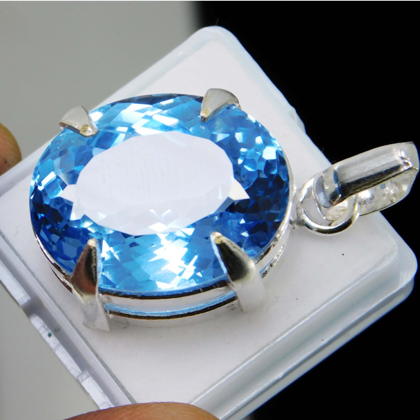 Natural 55.30 CT Certified Blue Sapphire Loose Gemstone Pendant 925 Solid Silver
