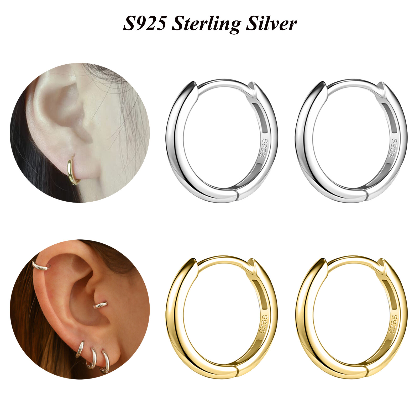 20g S925 Sterling Silver Hoop Earring Helix Tragus Lobe Piercing Body Jewelry