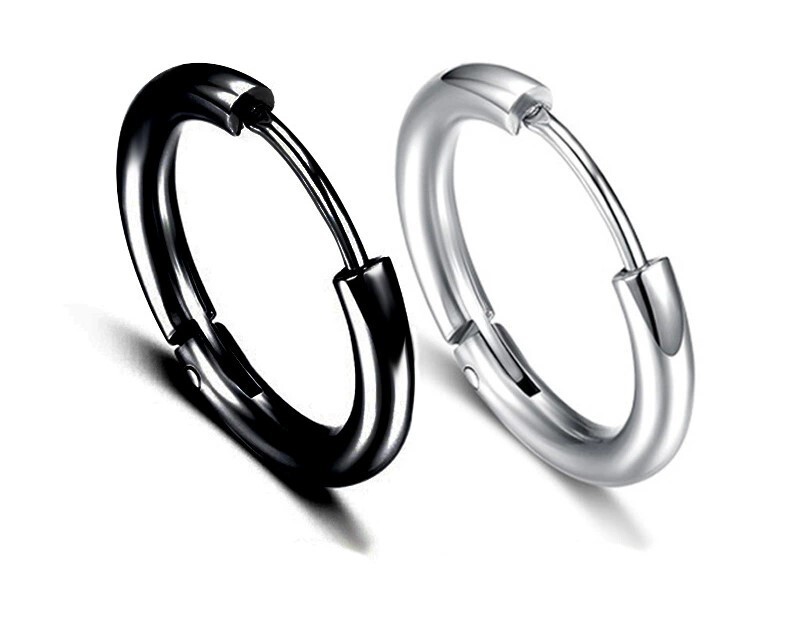 Titanium Steel Hoop Earrings Women Men Earrings Unisex Pair Thin Huggie