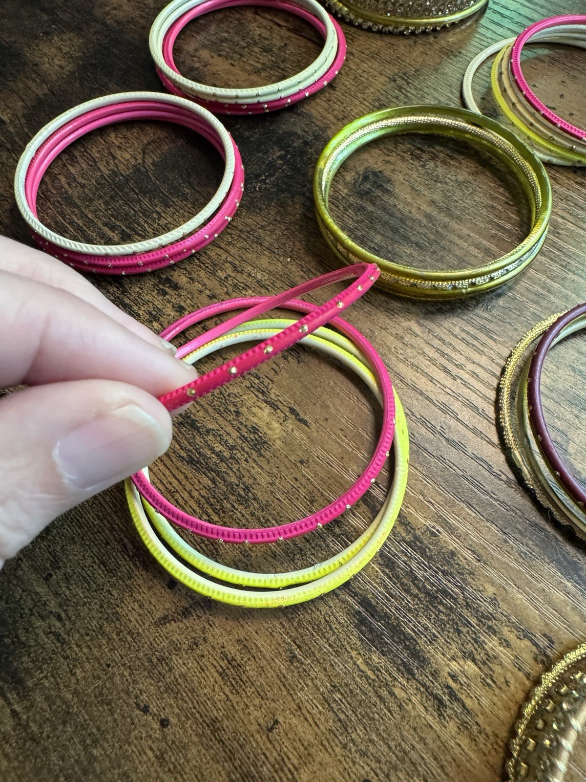 Bundle 60 Indian Bangle Bracelets Mix of Materials and Colors Approx 2.25”