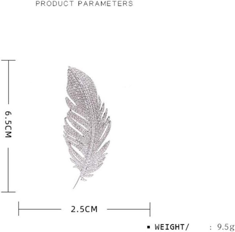 Rhinestone Feather Brooches Pin for Women Men Fashion Crystal Delicate Leaf Broo