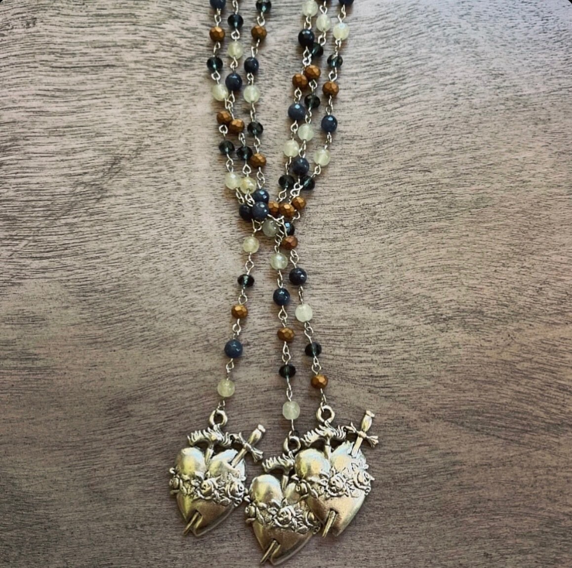 Virgin Saints & Angels VSA Inspired Necklace Milagro Sacred Heart Santos Rosary