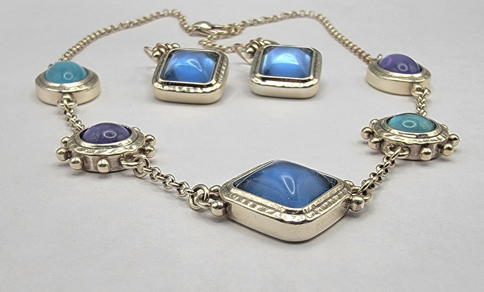 Brighton Jules Short Necklace Hinged Earrings Set Roman Artifacts Design