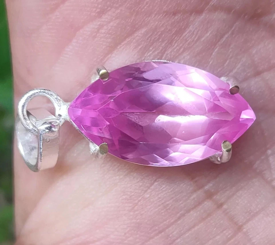 33.35 Ct Certified Natural Marquise Cut Pink Sapphire 925 Solid Silver Pendant