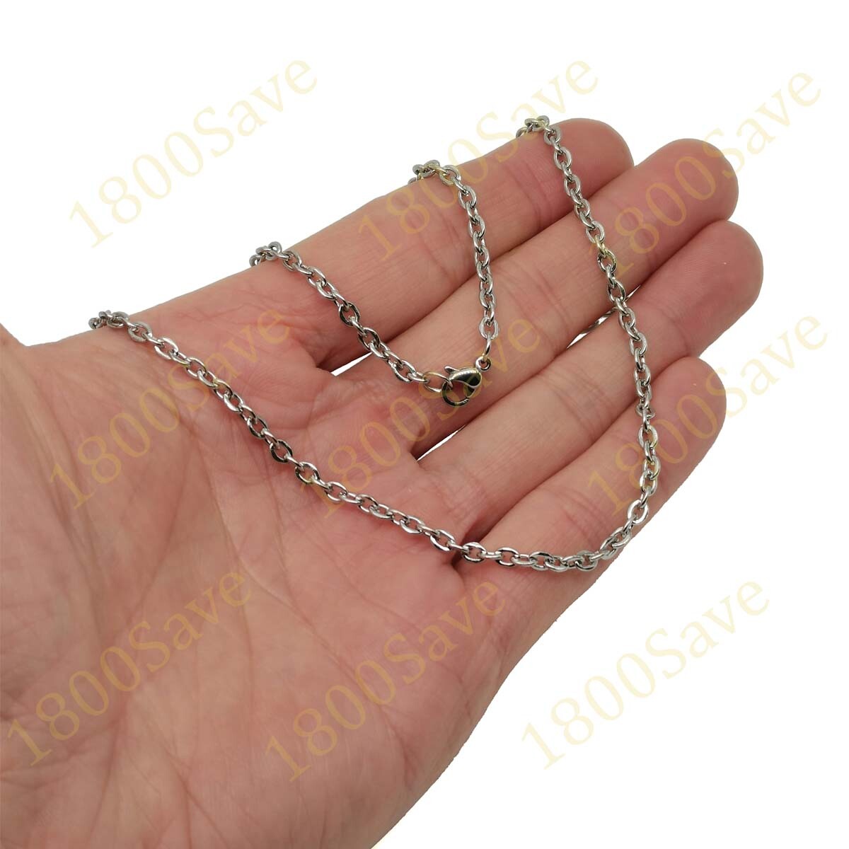 Real 18K White Gold Filled 2mm/3mm 16/18/20/22/24/26″ Cable Chain Necklace H146W