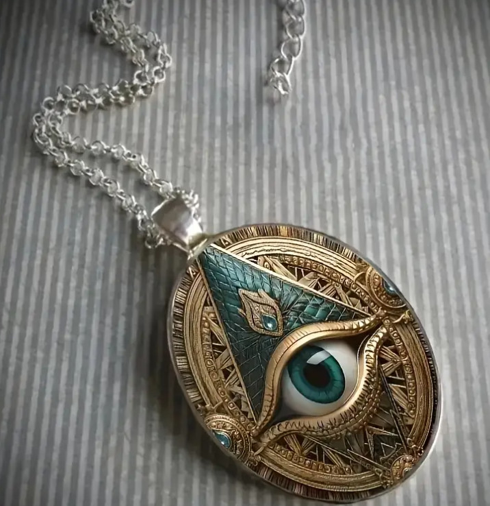 Mason Gothic Oval Jewelry Vintage Silvery Elegant Evil Eye Pendant Necklace