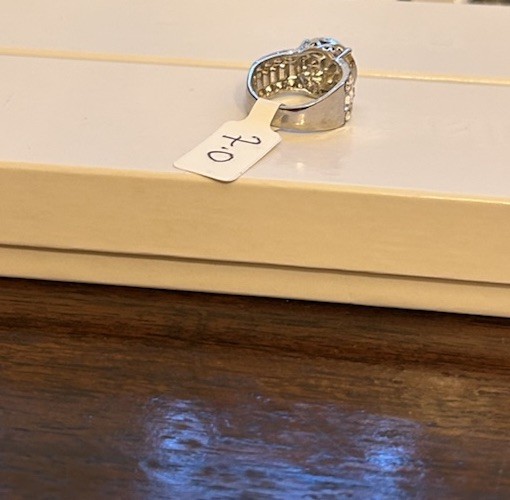 Size 7 Silver Tone Round CZ Diamond Ring No Mark