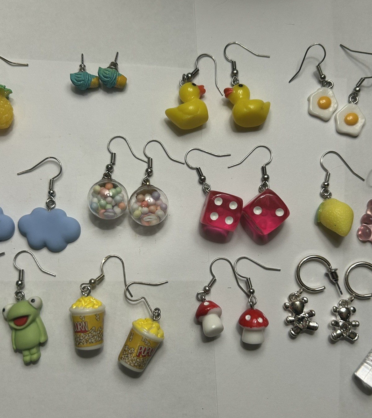 lot of 11 Novelty earrings sets + 8 extras. Some sterling silver