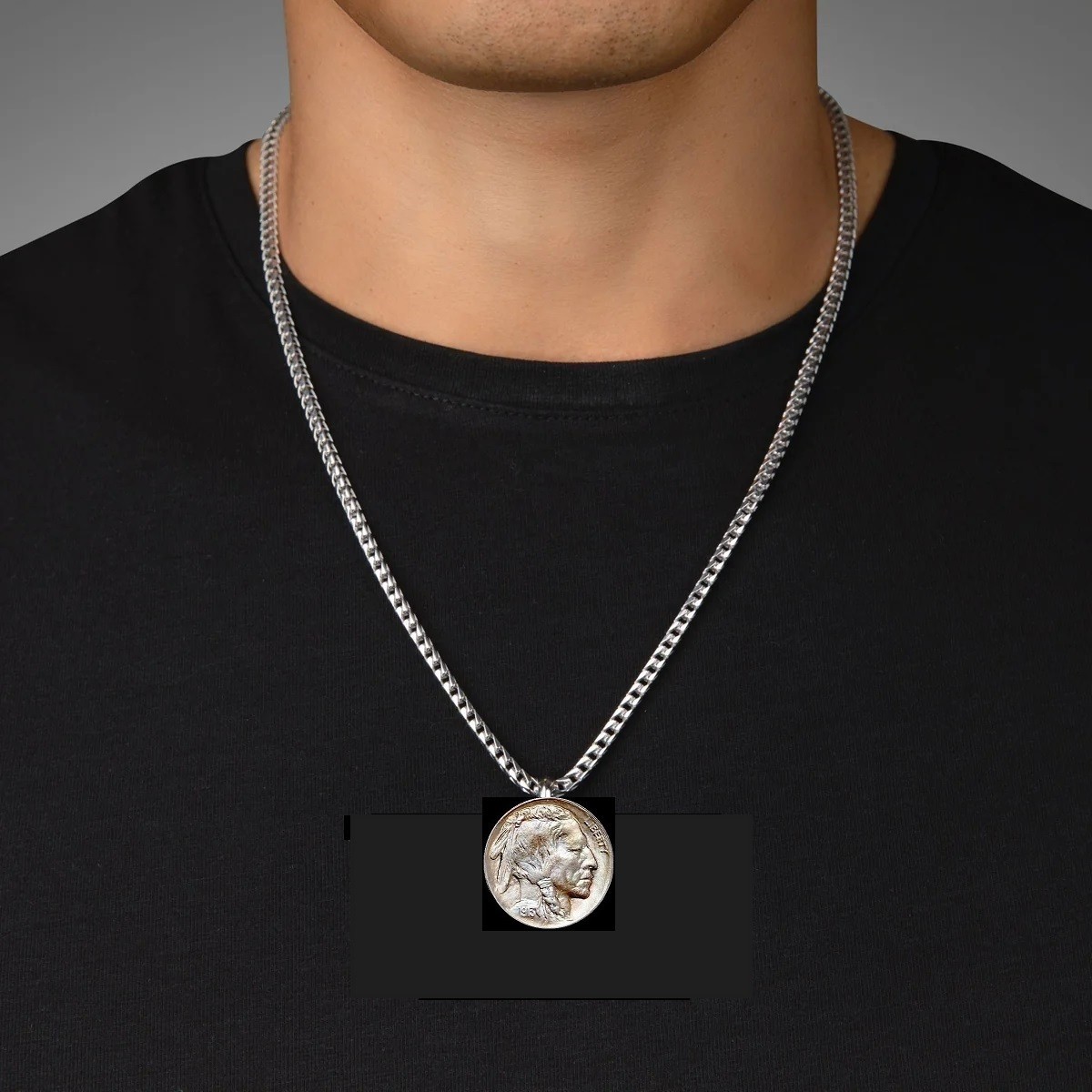 MIRROR FINISH Indian Head Nickel Necklace – vintage US 5 cent coin – clear date