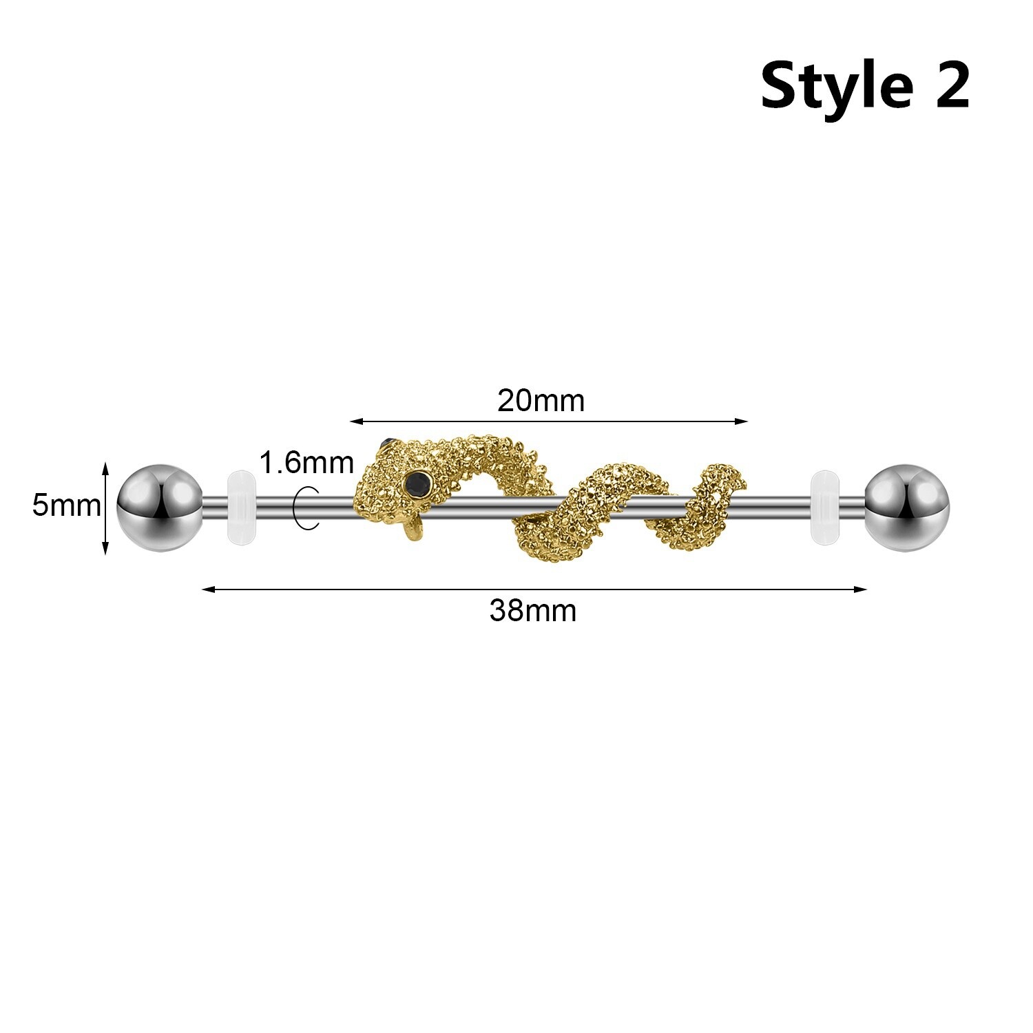 14G Stainless Steel Industrial Barbell Piercing Alloy Cartilage Earring Jewelry