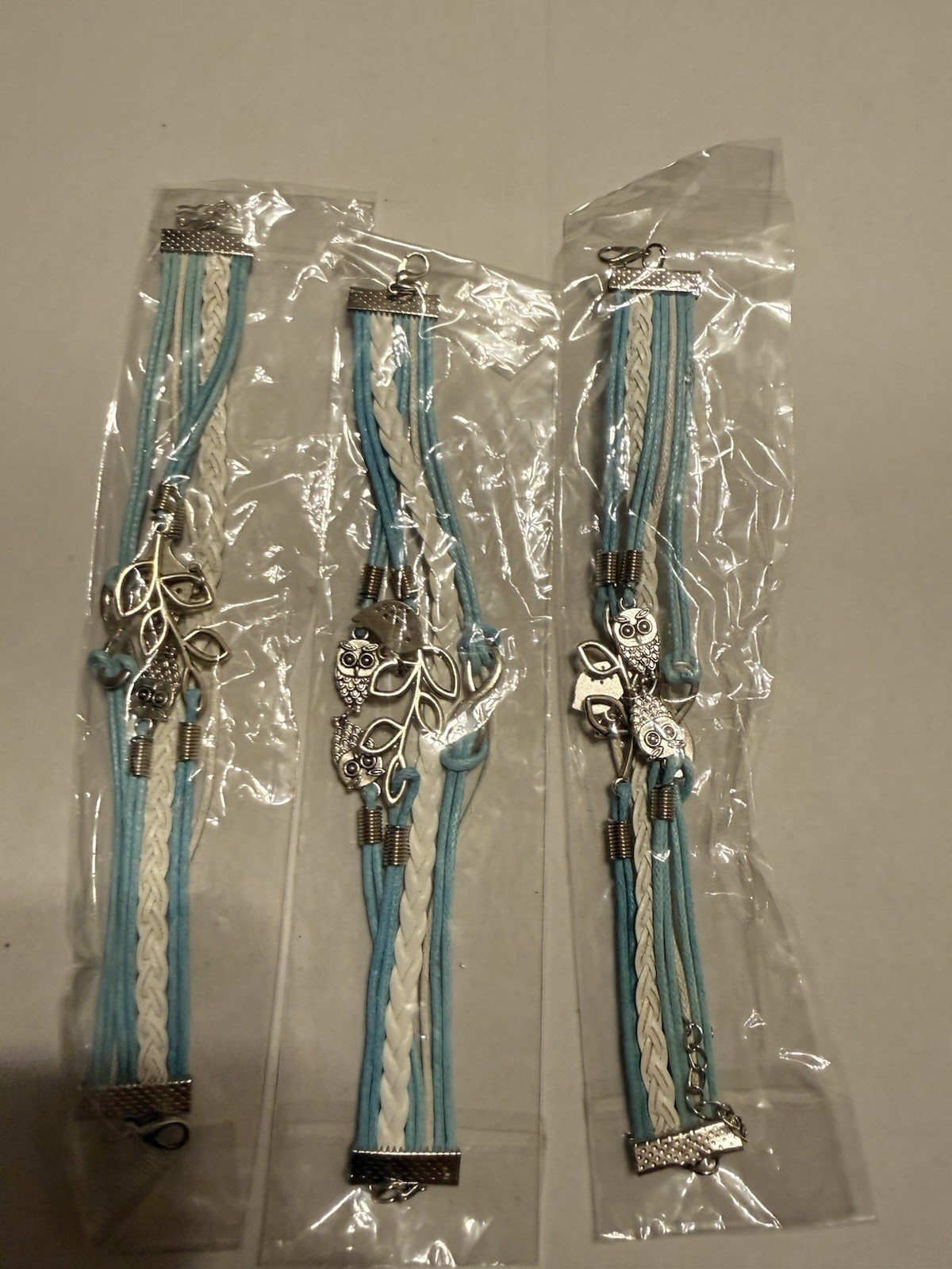 Lot Braided Cord Charm Bracelets Faux Leather Multicolor Adjustable Lobster