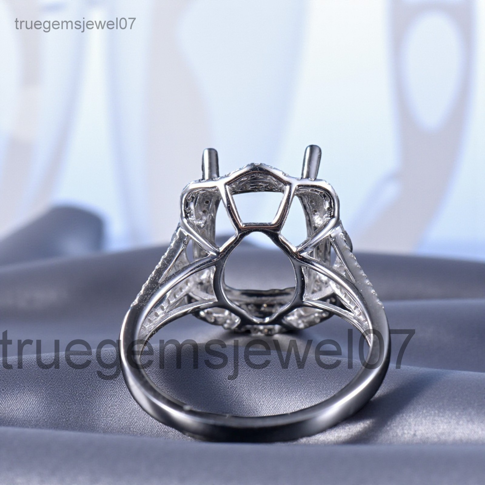 Beautiful Semi Mount Ring Setting Cushion Cut 8×10mm 925 Silver Wedding Ring