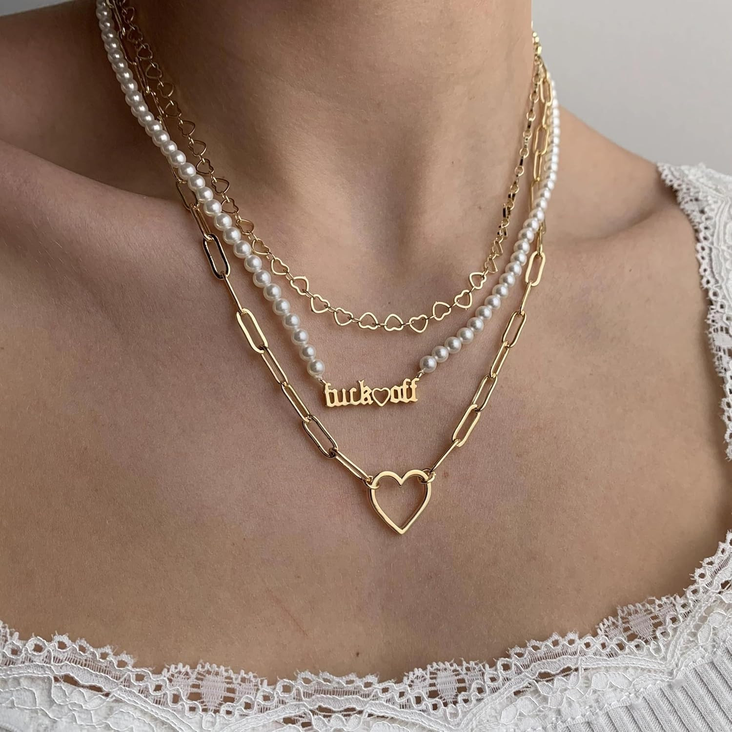 Dainty Gold Necklace for Women 14K Gold Plated Necklaces for Her Delicate Love H