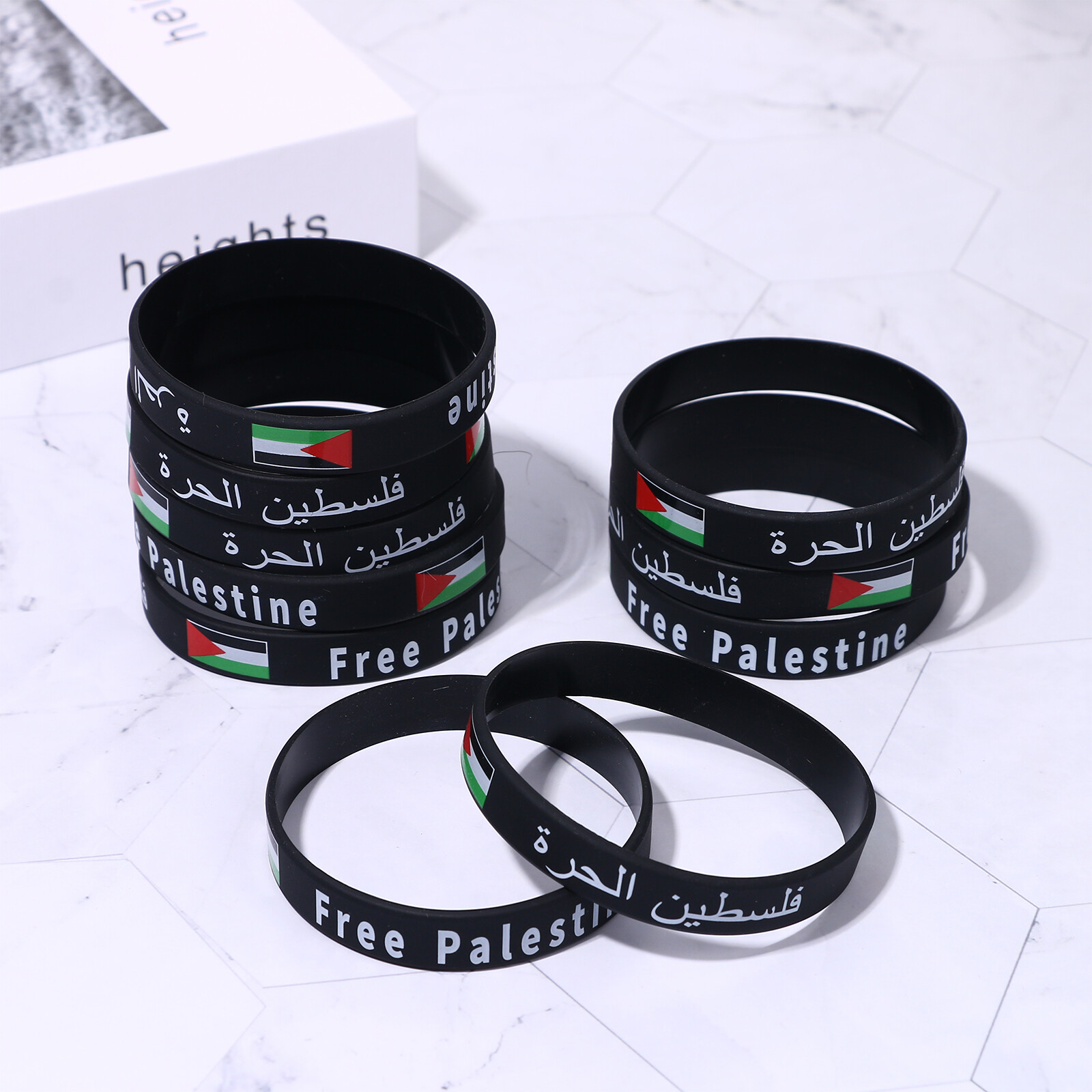10Pcs Free Palestine National Flag Silicone Rubber Bracelet Protect Peace Bangle