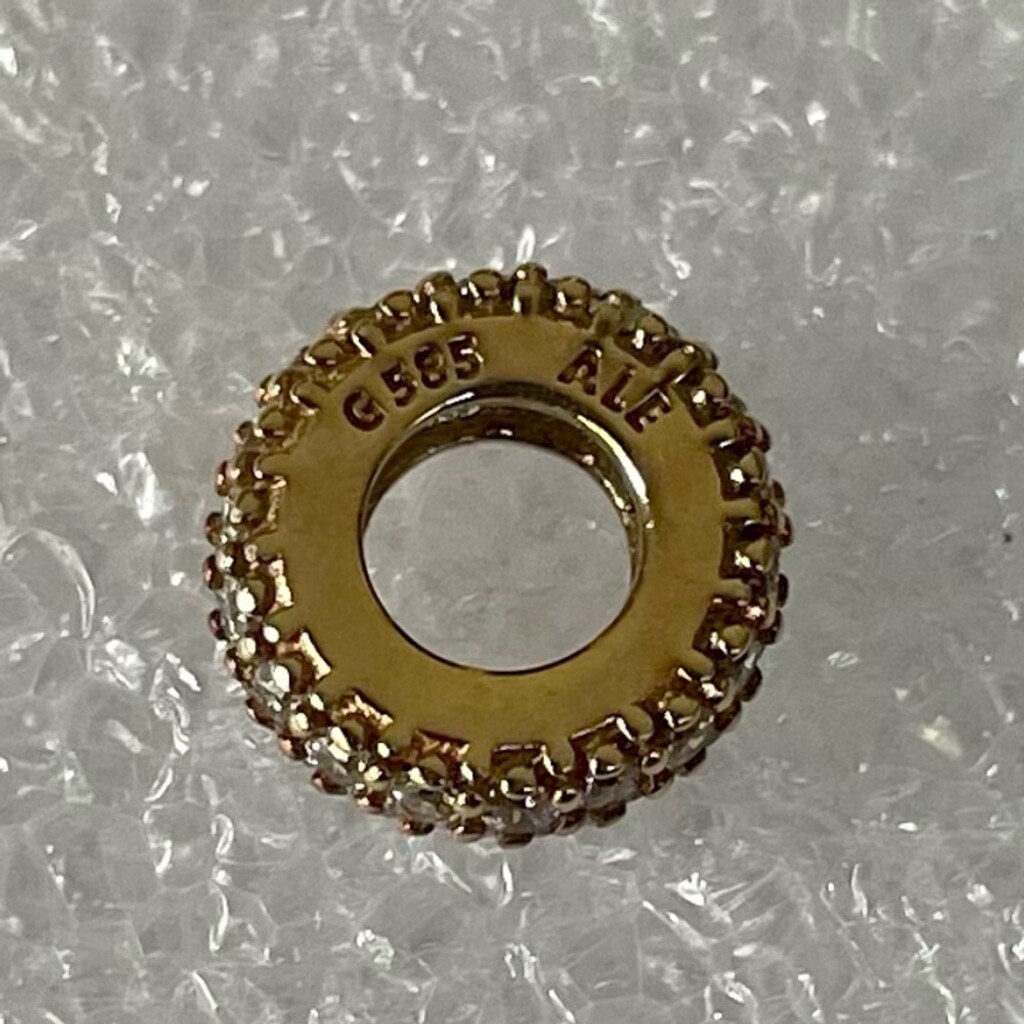 Authentic Pandora 14k Solid Yellow Gold Whit Clear CZ Spacer Charm