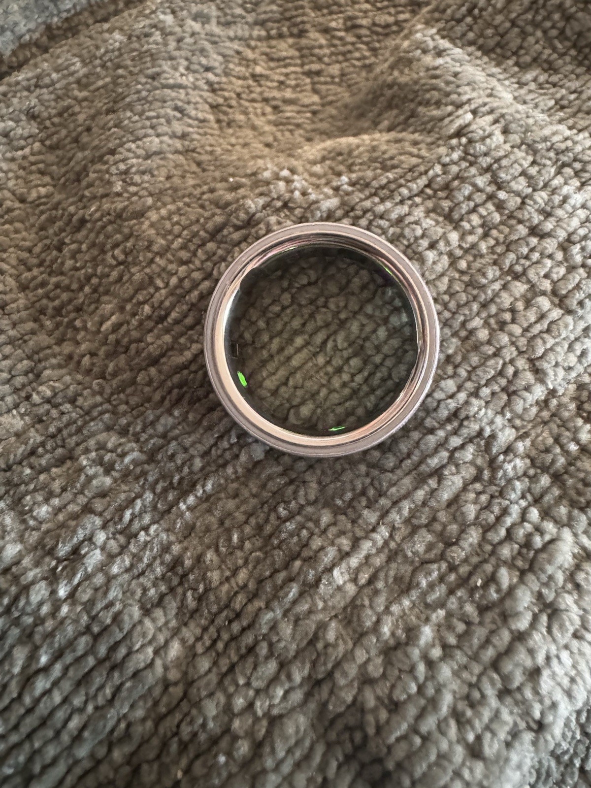 Oura Silver Tone Wide Band Metal Ring Size 12, Round Shape, No Gemstones