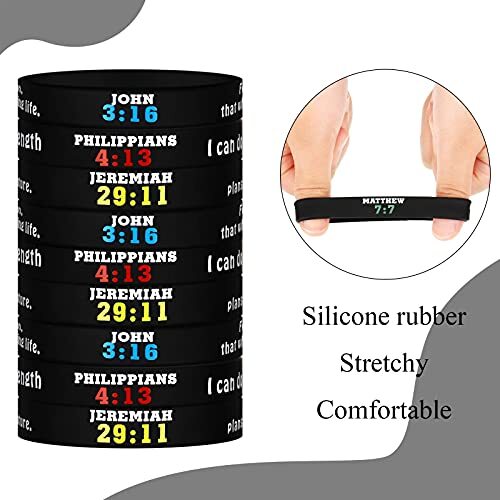 Inspirational Bible Verses Religious Christian Silicone Rubber Bracelets, 48 Pcs