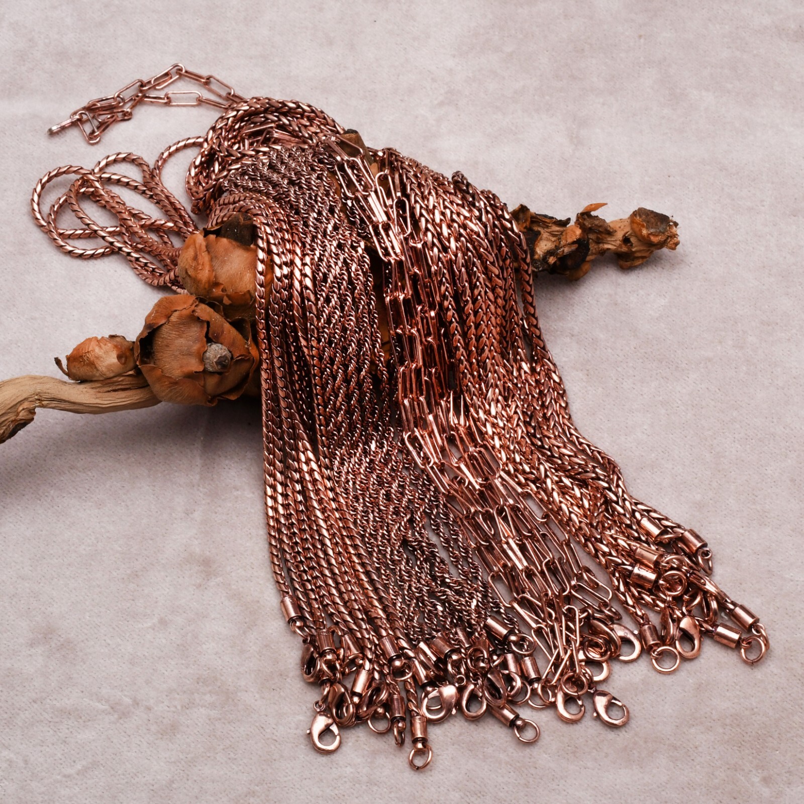 100% Pure Oxidize Copper Wheat Viking jewelry Copper Chain Necklace RJ-01