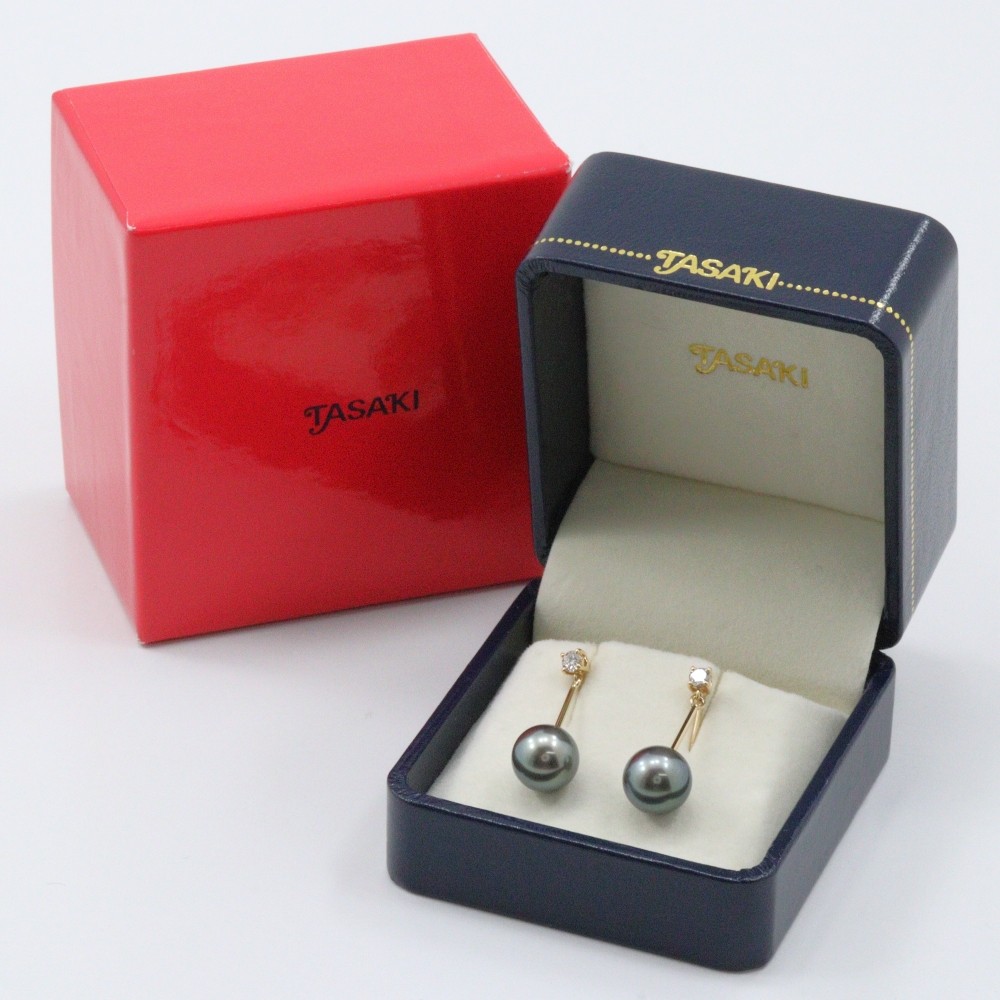 TASAKI Pearl Earring9.1，9.3ｍｍ K18 yellow gold/Pearl/diamond 4.6g Women