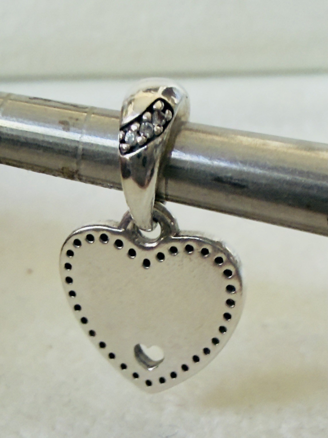 Pandora 925 Sterling Silver Friend of My Heart Dangle Pendant Charm Whit CZ