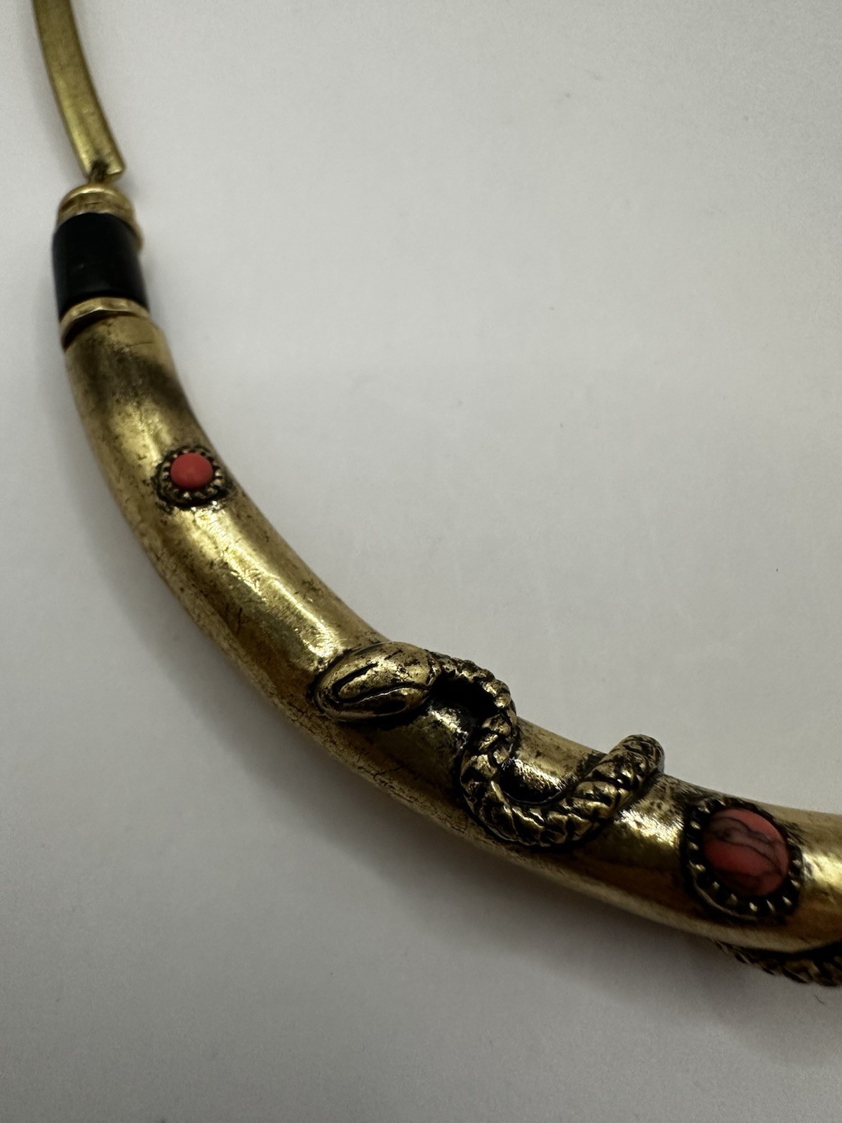 Jenny Bird Gold Tone Necklace With Snake Design Center Piece