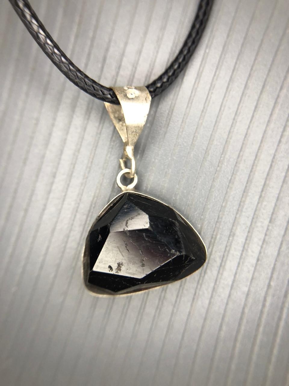 Natural Black Tourmaline Rose Cut Pendant Handmade Gemstone from Afghanistan