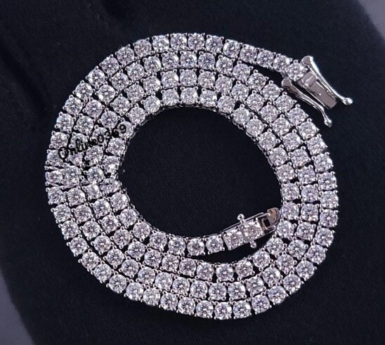 2 mm – 5 mm Men’s Tennis Link Lots Necklace Simulated Diamond Silver Free Stud