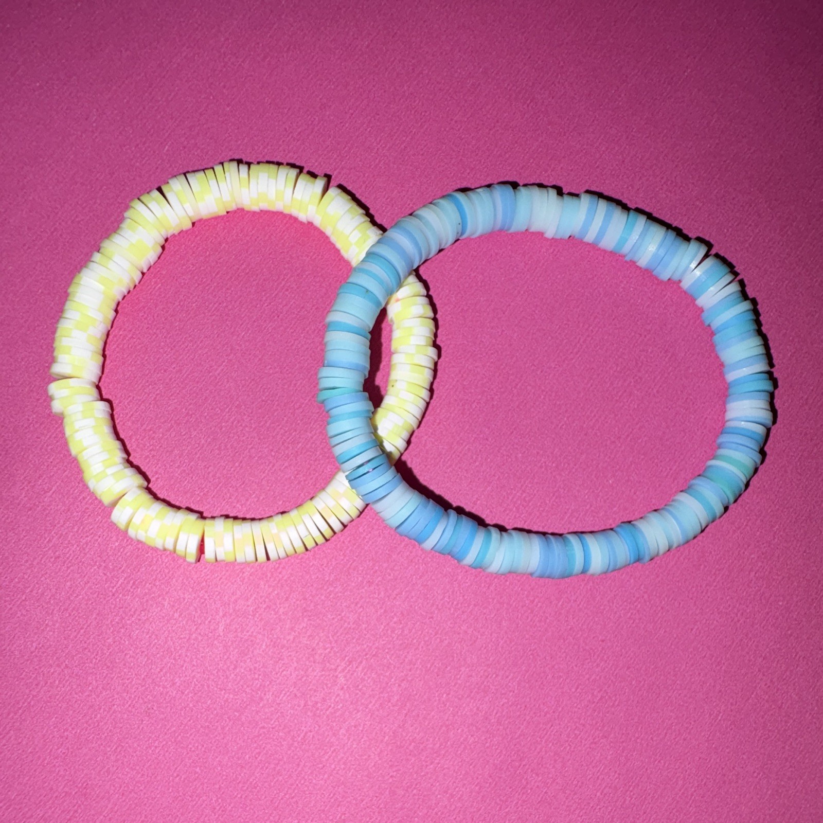 Set of 3 Multicolor Plastic Round Beaded Stretch Stackable Bracelets