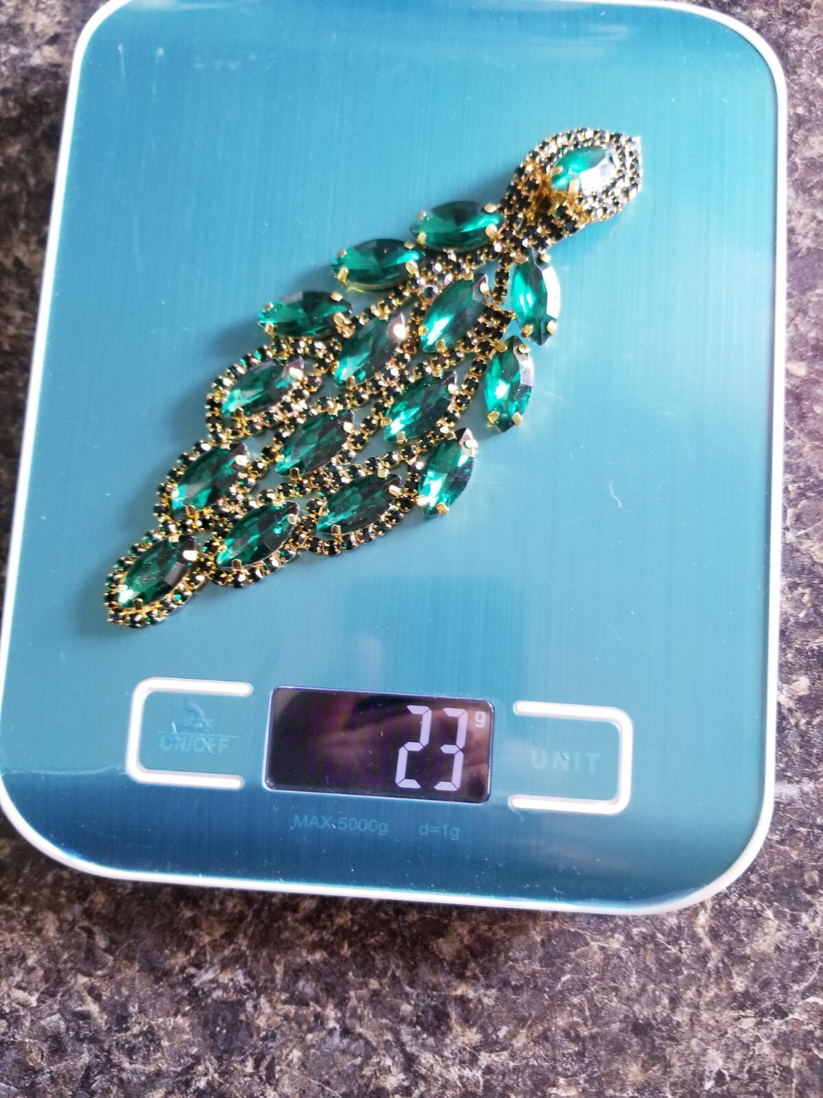 PIERCED Drop Dangle Chandelier Earrings 5.4 inch Aqua Rhinestone Pageant Prom