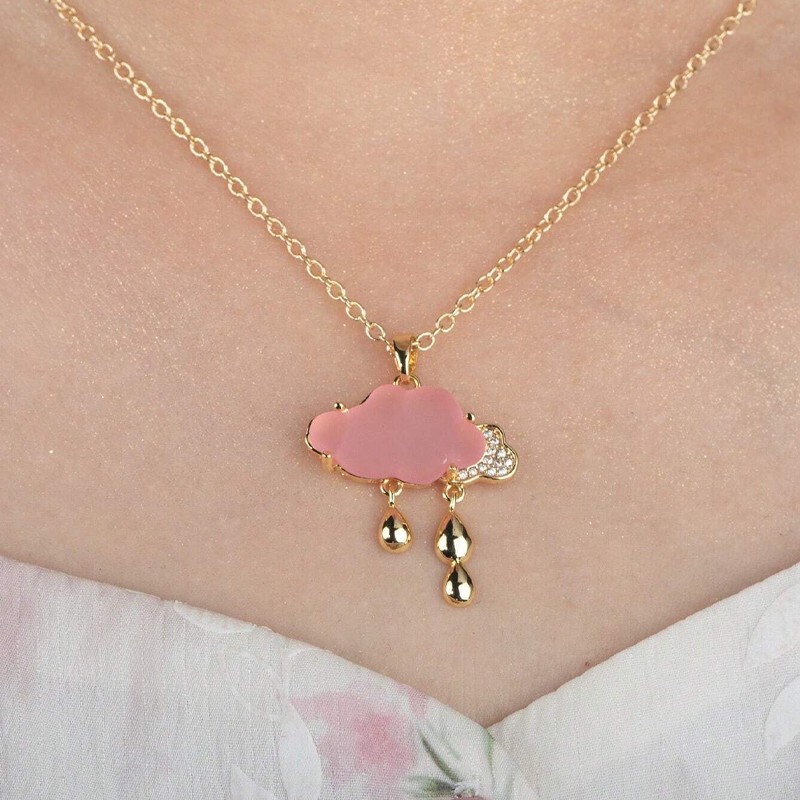 Cloud water drop inlaid zircon light luxury high sense pendant necklace