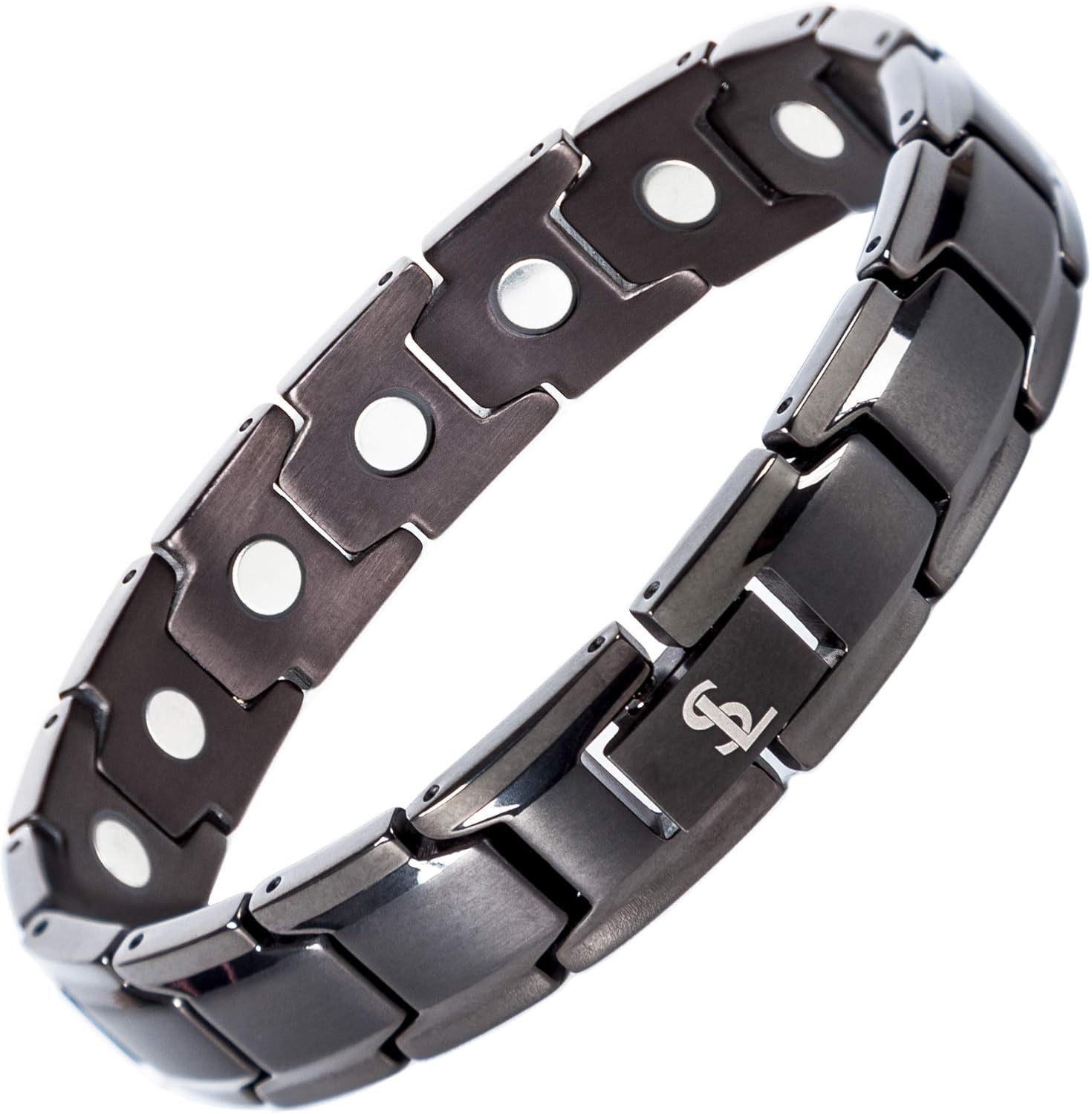 Lightweight Gunmetal Gray Titanium Magnetic Bracelet – Health & Style Combined