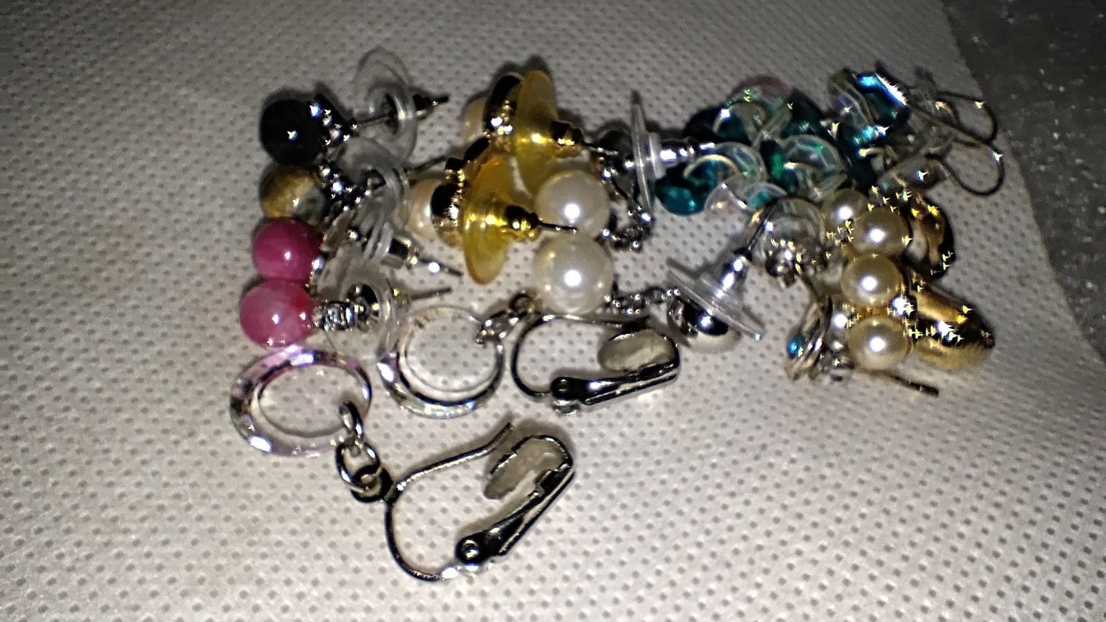 8 Pair Earrings Lot, Beaded, Dangle Pierced Clip on Chandelier Drop Mixed Styles