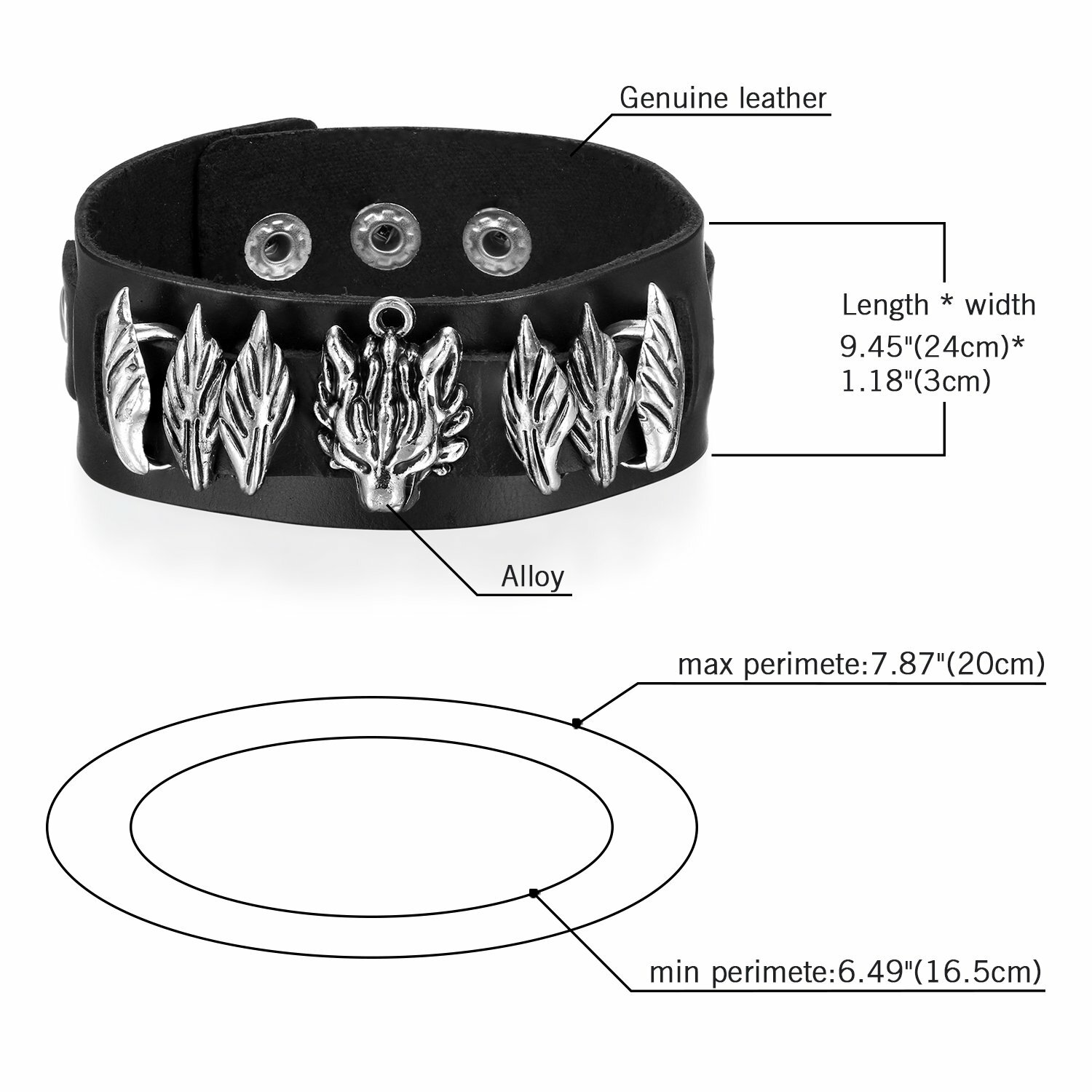 Men’s Punk Biker Gothic Heavy Wide Leather Belt Wrap Bangle Bracelet Wristband