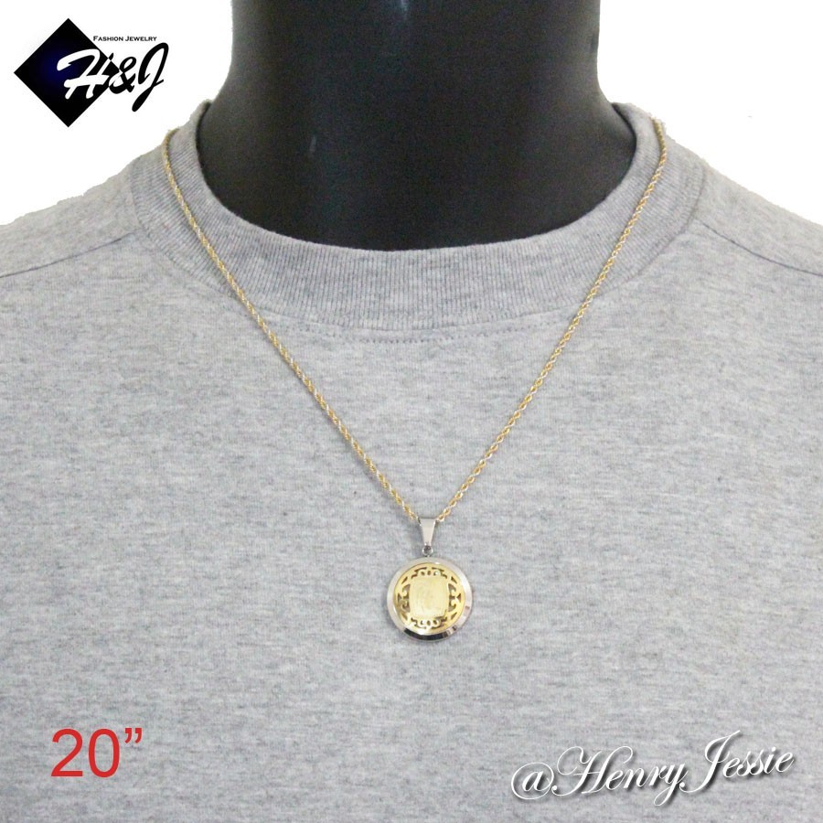 20″MEN Stainless Steel 1.5mm Silver/Gold Plated Rope Chain Zodiac Sign Pendant