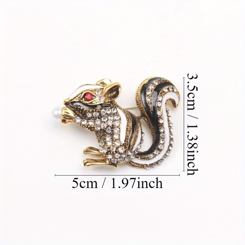 Fashion Rhinestone Cute Squirrel Brooch Suit Pin Pin Animal Clothing Accessories