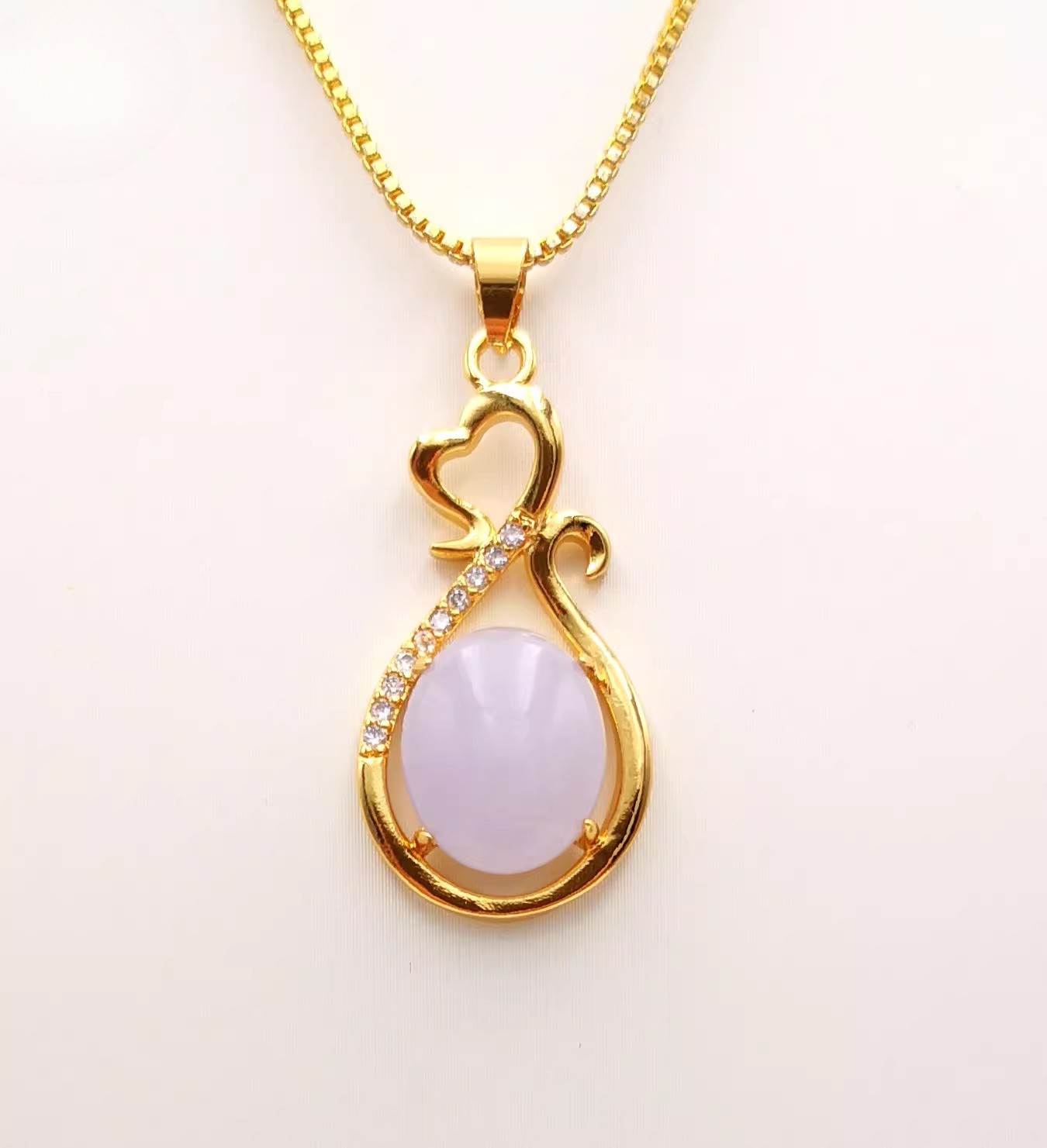 ED Nature Jade Heart Vase Pendant Necklace Gift Jewelry Blessing y New