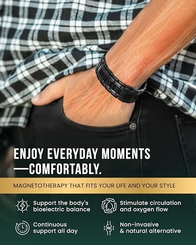 3X Strength Magnetic Bracelet for Men – Titanium Adjustable with Clasp & Gift Bo