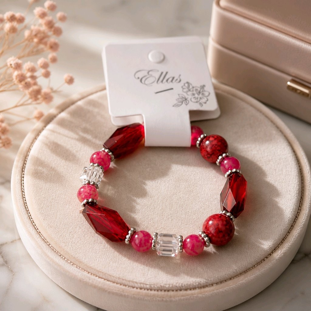 Ella’s Glass Bead Stretch Bracelet Faceted Crystal Beaded Elastic Fashion Bangle